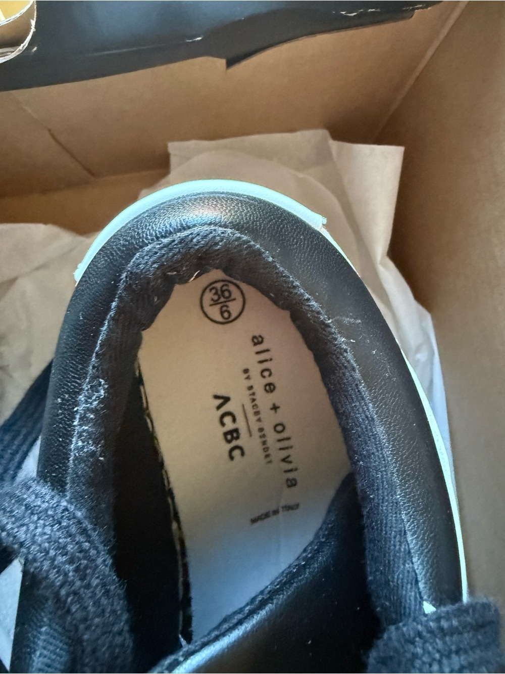 Alice + Olivia Black Sneakers with Black Trim - Picture 2 of 7